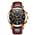 Luca Poedagar® Cognac men's watch in Rose Gold, front view