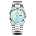 Luca Poedagar® Guilloche men's watch in Mint Blue, front view