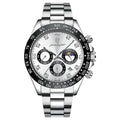 Luca Poedagar® Lunaire men's watch in Steel Silver White, front view