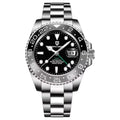 Luca Poedagar® GMT Méridien men's watch in Black & Gray, front view