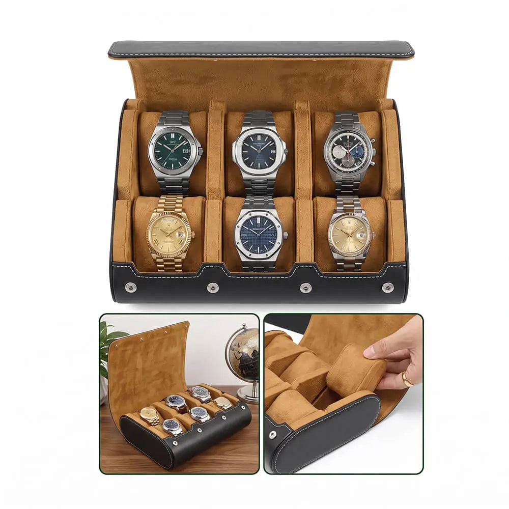Luca Poedagar® Six-Watch Travel Case, side view